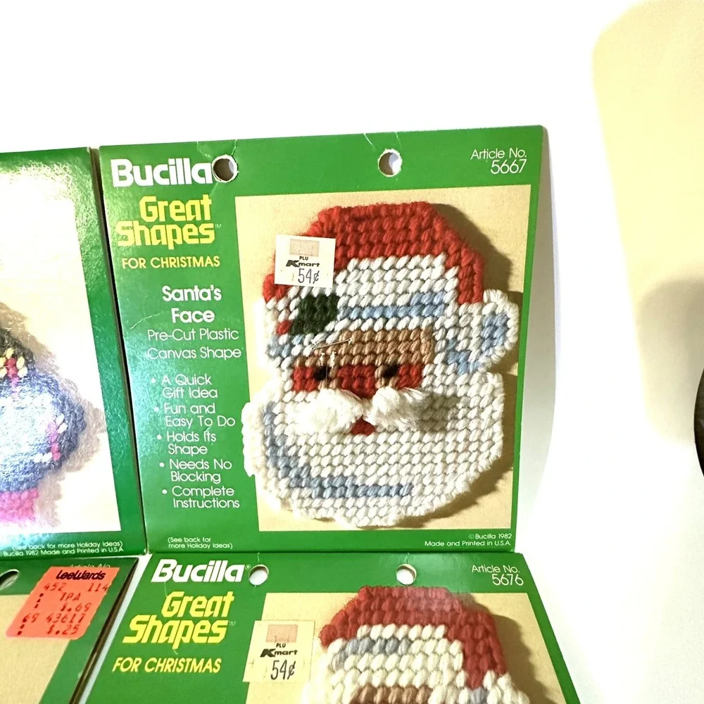 11 Vintage Bucilla  Shapes Christmas‎ Trees Candy Cane Bell Wreath Angel Santa